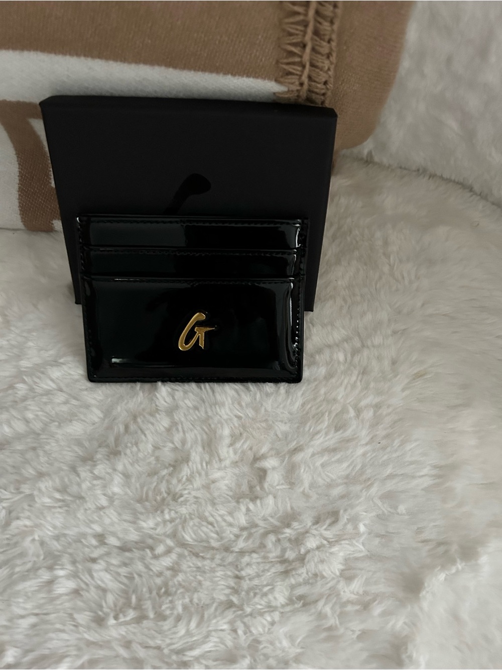 Glam-Aholic Black Patent Card Holder with Gold Accent - Picture 3 of 5
